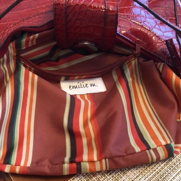 Emilie M. Red Handbag, EUC - Picture 7 of 9